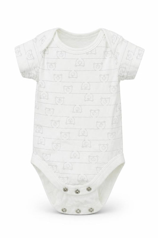 Front view of Tu Baby White Babygrow One-Piece, size 0-3, Months