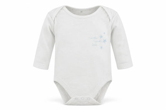 Front view of Very boys’ white babygrow one-piece, size 0-3, months