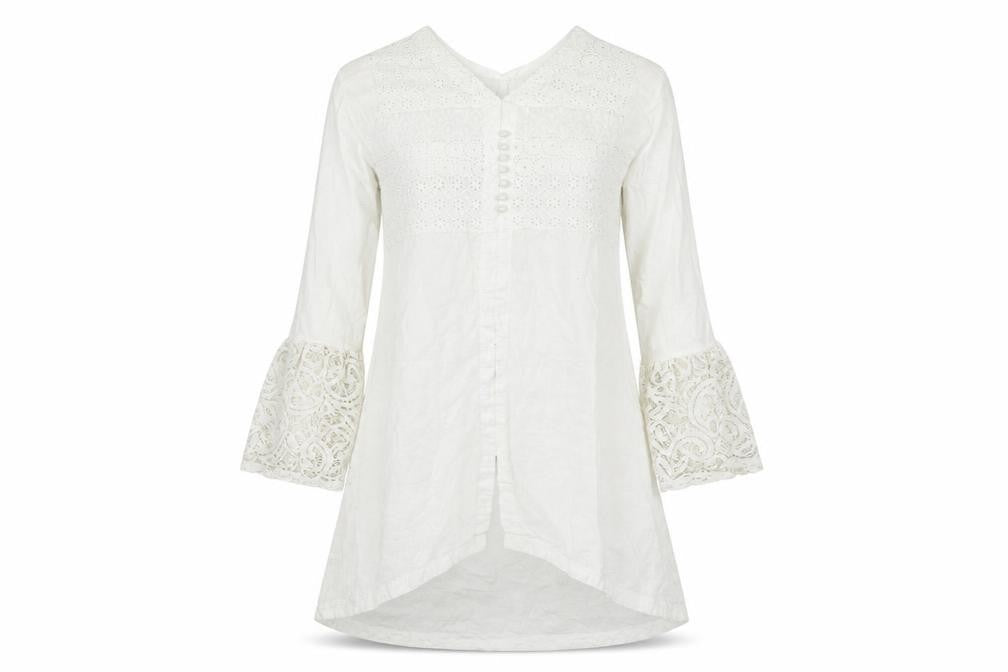 Front view of SJ Collection women’s white a-line, size M