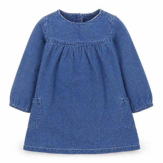 Front view of Tu girls’ blue denim a-line, size 12, months