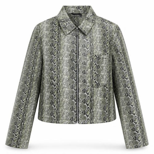 PRETTYLITTLETHING Womens Green Animal Print  Jacket Coat Size 6