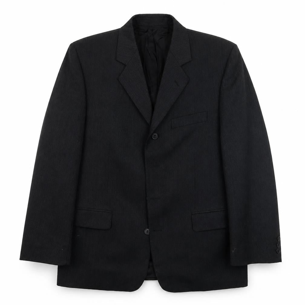 Front view of Tom English men’s black jacket coat, size 40