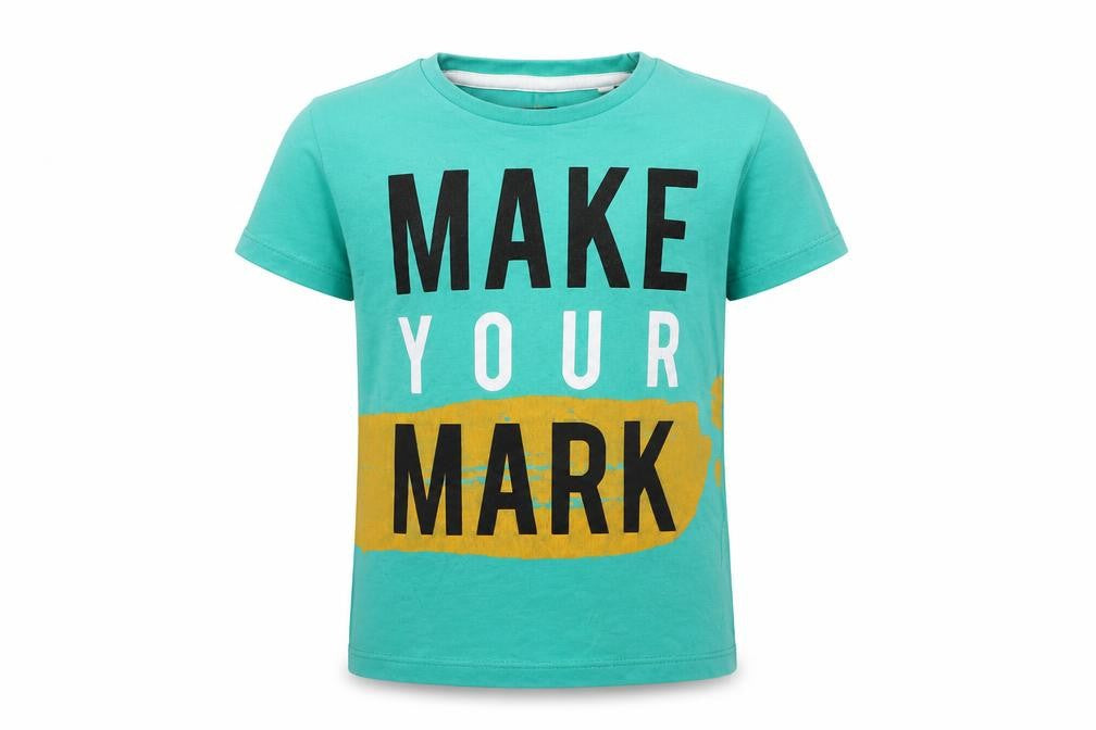 Front view of Steel & Jelly boys’ green basic t-shirt, size 2-3, years