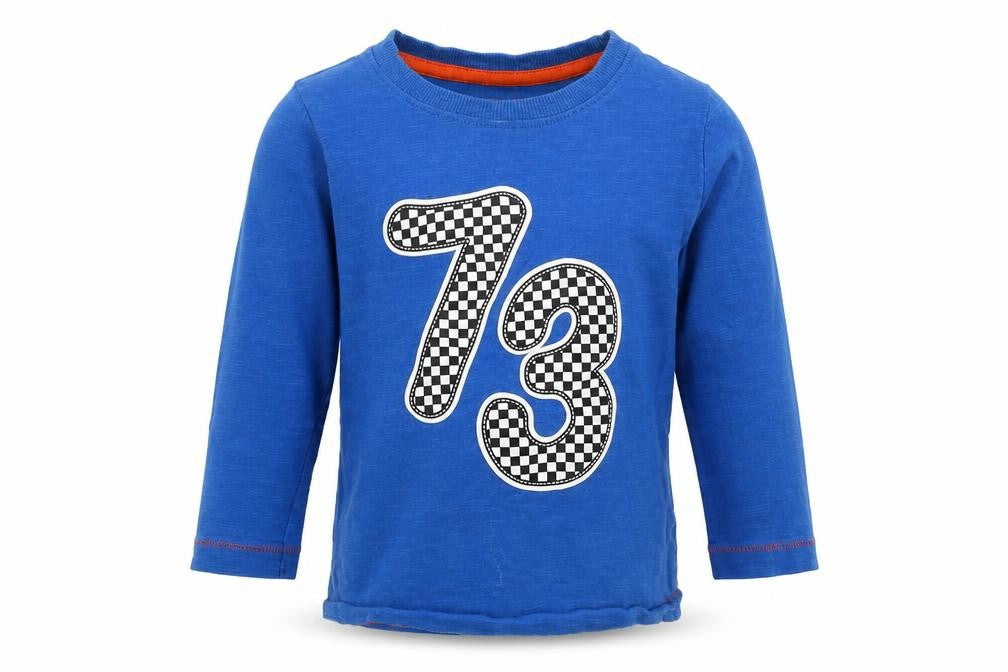 Front view of Primark boys’ blue basic t-shirt, size 2-3, years