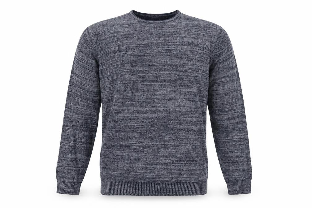 Front view of Matalan men’s grey striped jumper, size L