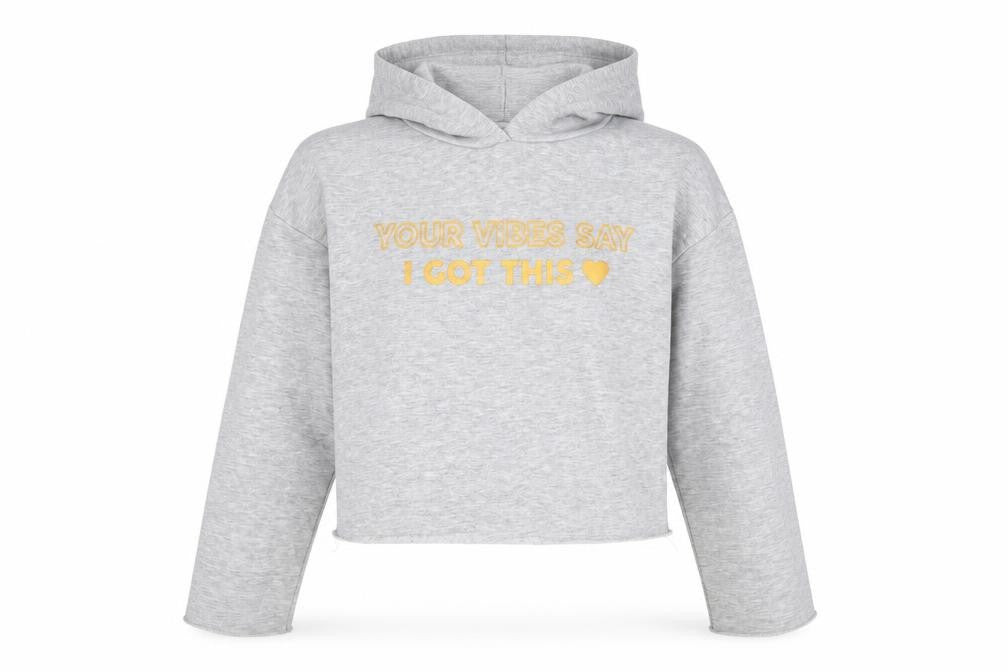 Candy Couture Girls Grey   Pullover Hoodie Size 11 Years  - Cropped