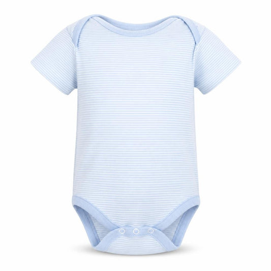Front view of Next boys’ blue striped leotard one-piece, size 18-24, months