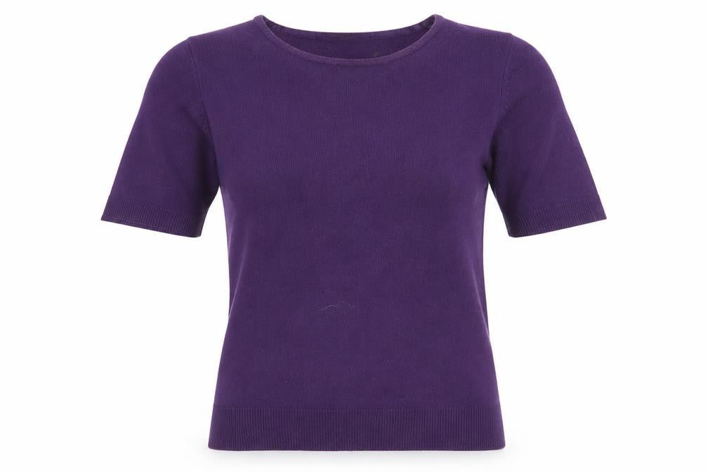 Front view of Marks & Spencer women’s purple jumper, size UK 8