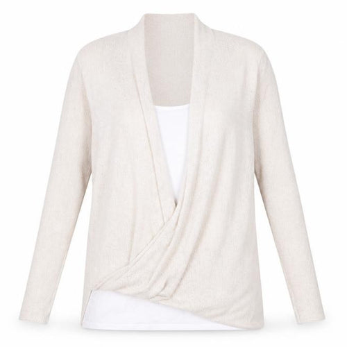 Green Envelope Womens Beige   Pullover Jumper Size L  - Faux T-shirt Front