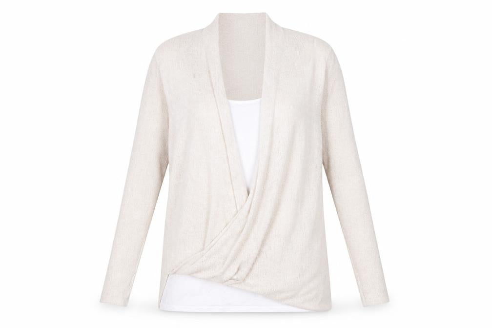 Green Envelope Womens Beige   Pullover Jumper Size L  - Faux T-shirt Front