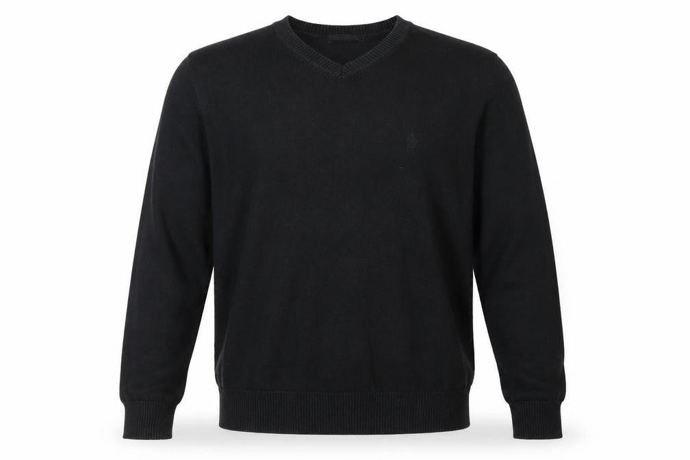 Front view of French Connection men’s blue jumper, size M