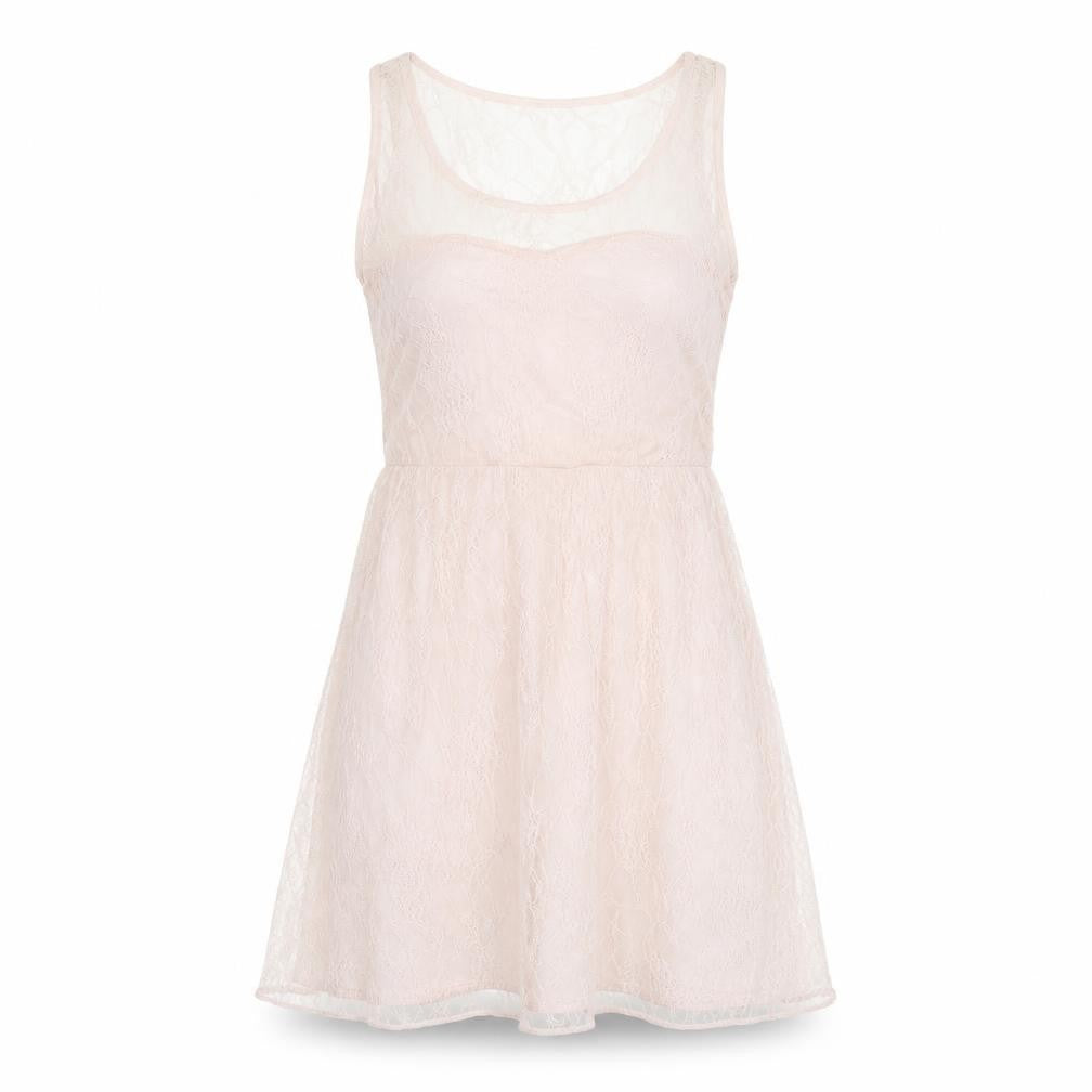 Front view of Zara women’s pink floral a-line, size M