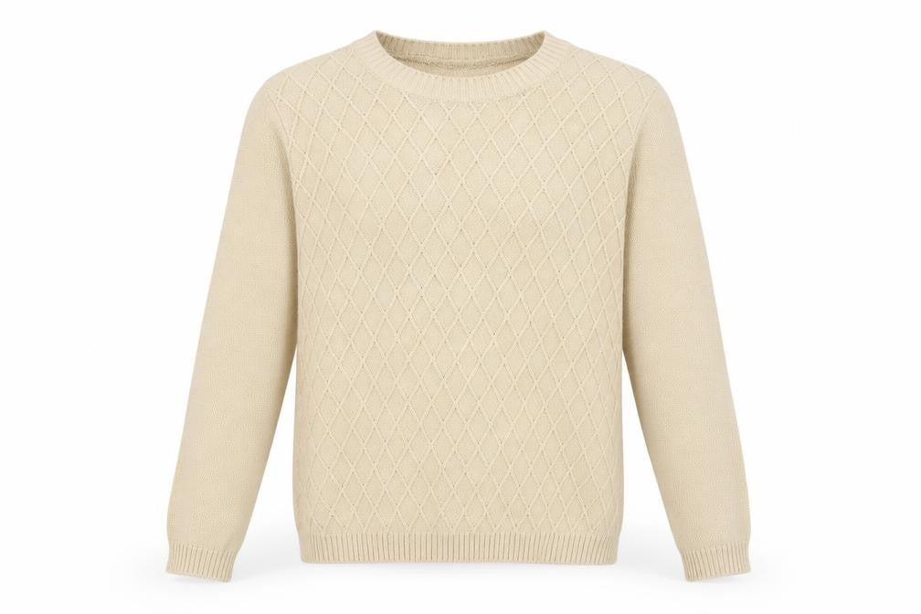 Bonmarché Womens Beige Argyle/Diamond  Pullover Sweatshirt Size M