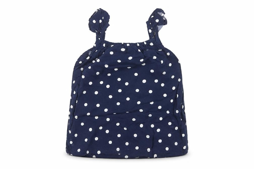 Front view of H&M Baby Blue Polka Dot Basic Blouse, size 9-12, Months