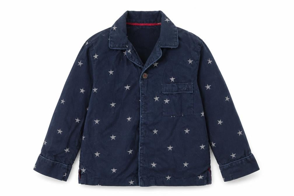 Front view of Marks & Spencer Baby Blue Geometric Basic Button-Up, size 12-18, Months