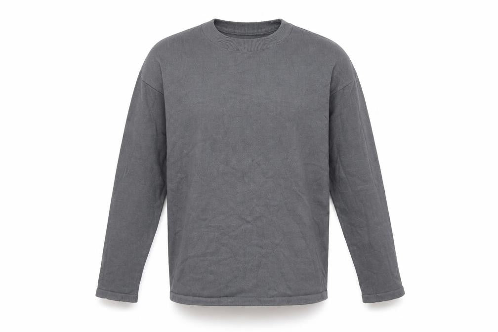Front view of Brave Soul men’s grey jumper, size M