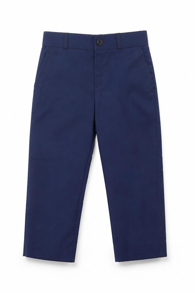 Front view of VivaKi boys’ blue cargo trousers, size 18-24, months