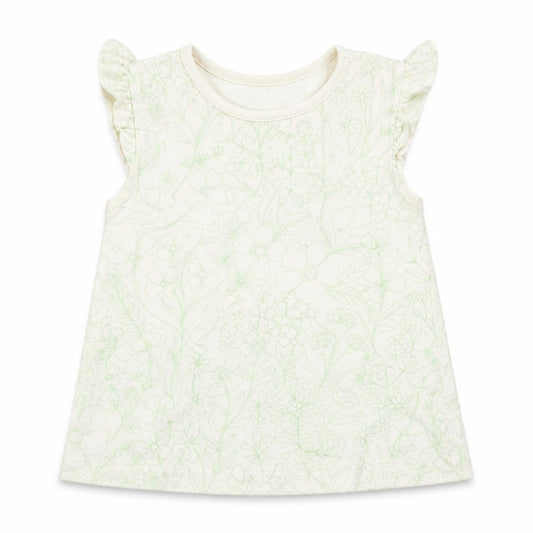 Front view of George girls’ beige geometric basic t-shirt, size 9-12, months