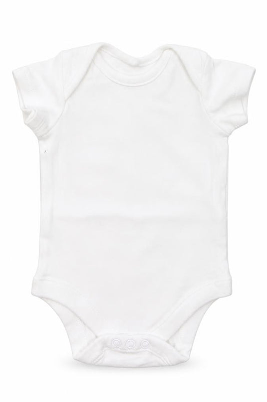 Front view of F&F Baby White Babygrow One-Piece, size 0-3, Months