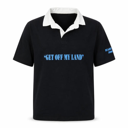 Front Row Mens Black    Polo Size S  - Get Off My Land Woody 7