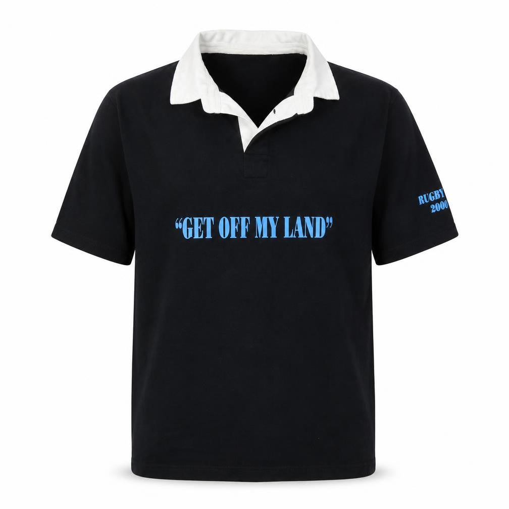 Front Row Mens Black    Polo Size S  - Get Off My Land Woody 7