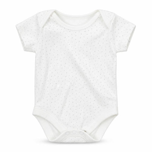 Front view of F&F Baby White Babygrow One-Piece, size 3-6, Months - Flecked