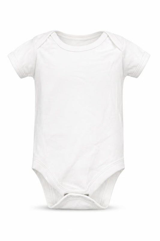 Front view of Tu Baby White Babygrow One-Piece, size 0-3, Months