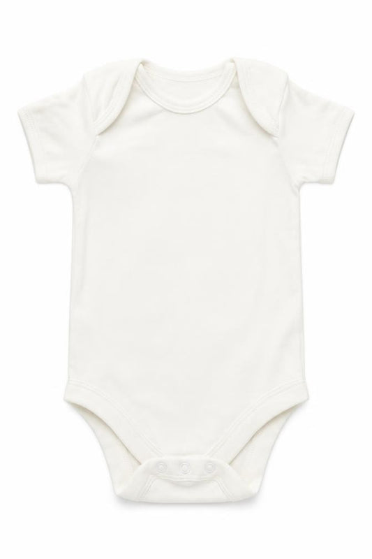 Front view of Tu Baby White Babygrow One-Piece, size 6-9, Months