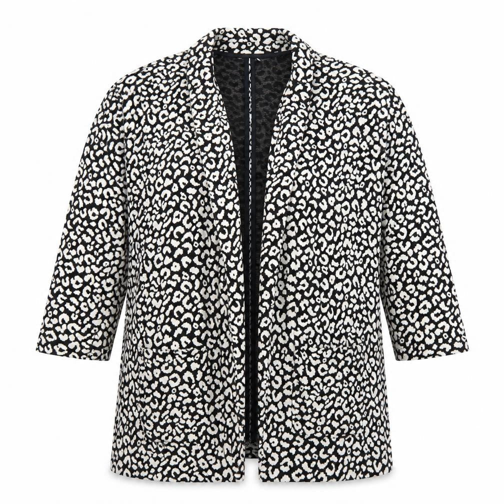 M&Co Womens Black Animal Print  Jacket  Size 14  - Black and White