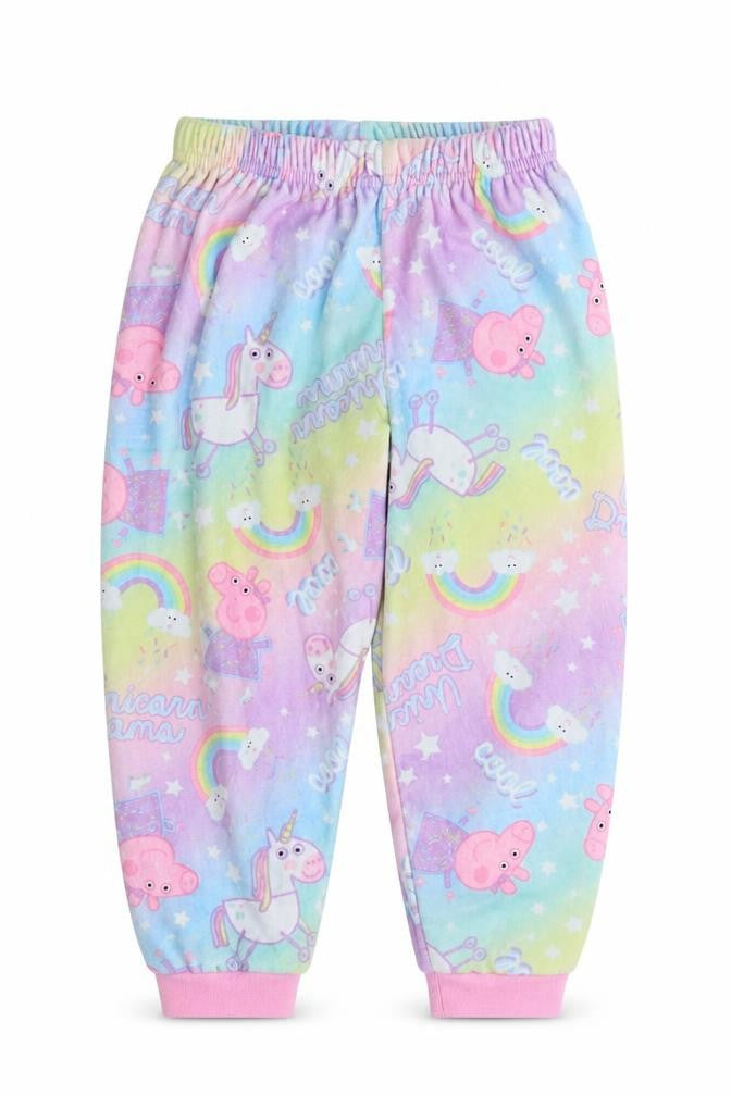 Front view of mataln girls’ multicoloured geometric pyjama pants, size 5, years