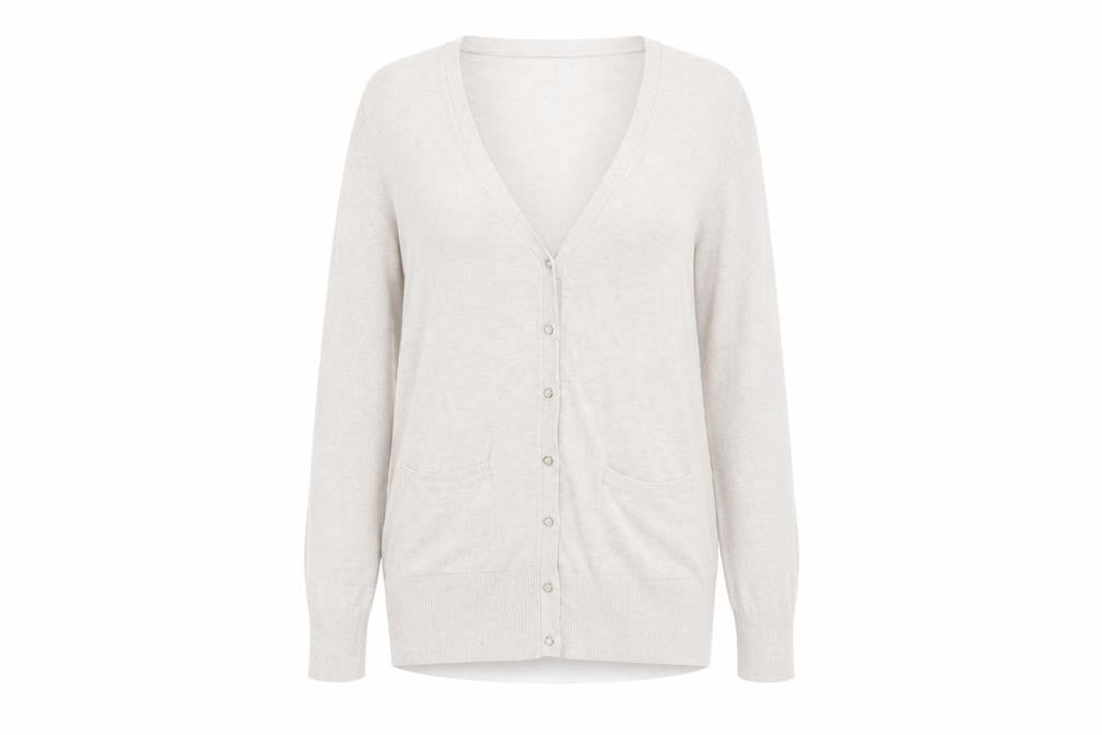 Front view of Matalan women’s grey cardigan jumper, size UK 14