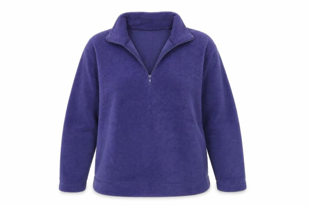 Front view of Modern classics women’s purple fleece jacket, size UK 14