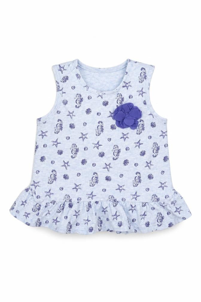 Front view of F&F Baby Blue Basic Tank, size 0-3, Months