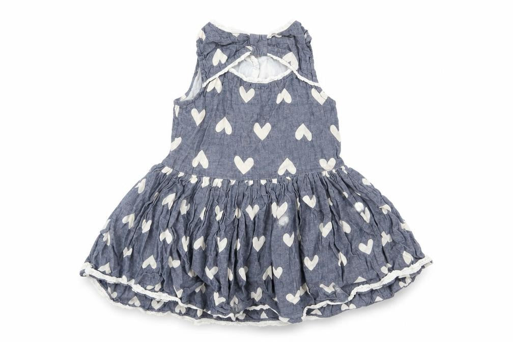 Front view of Yound Dimension Baby Blue Polka Dot Fit & Flare, size 12, Months