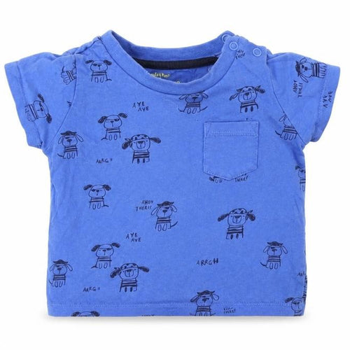 F&F Baby Blue Geometric  Basic T-Shirt Size 6-9 Months  - Dog