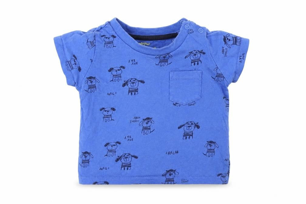 F&F Baby Blue Geometric  Basic T-Shirt Size 6-9 Months  - Dog