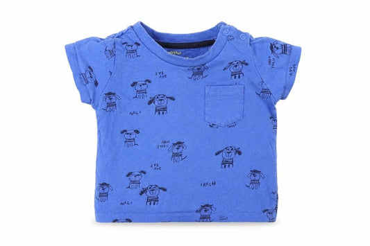 Front view of F&F Baby Blue Geometric Basic T-Shirt, size 6-9, Months - Dog