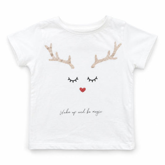 Front view of F&F Baby White Basic T-Shirt, size 3-6, Months - christmas