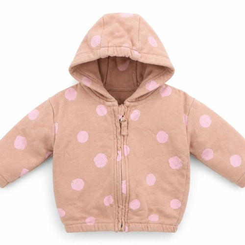 Asda George Girls Beige Polka Dot  Full Zip Jumper Size 0-3 Months