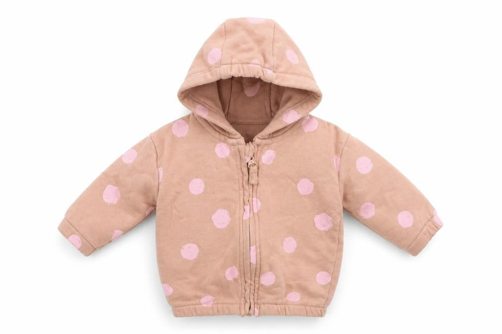 Asda George Girls Beige Polka Dot  Full Zip Jumper Size 0-3 Months