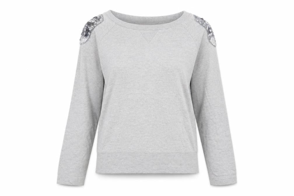 Front view of saint tropez women’s grey jumper, size S