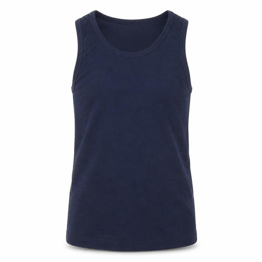 Front view of H&M girls’ blue basic t-shirt, size 5-6, years