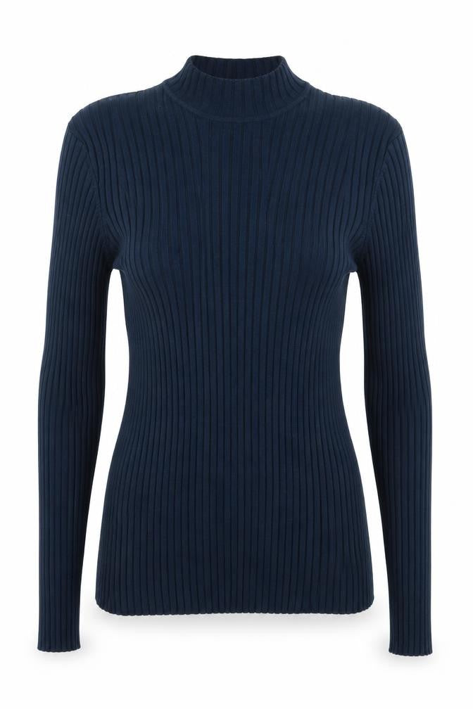 Front view of H&M women’s blue knit jumper, size M