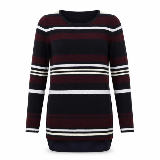 Front view of Principles women’s multicoloured striped knit jumper, size UK 8