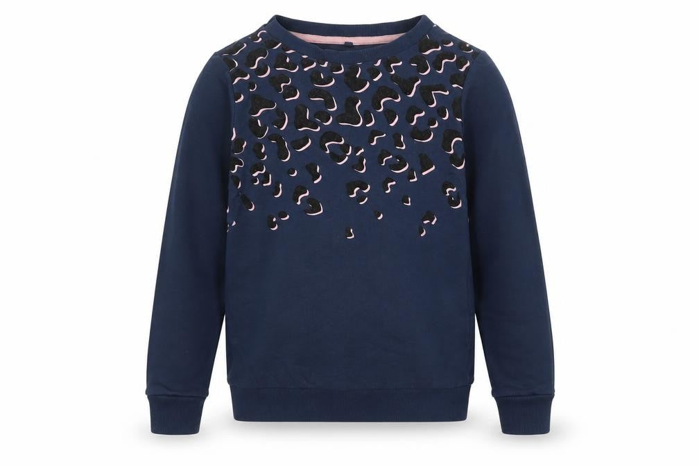Lily & dan Girls Blue Animal Print  Pullover Jumper Size 7-8 Years