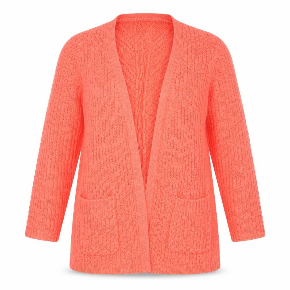Front view of Peacocks women’s orange cardigan jumper, size M