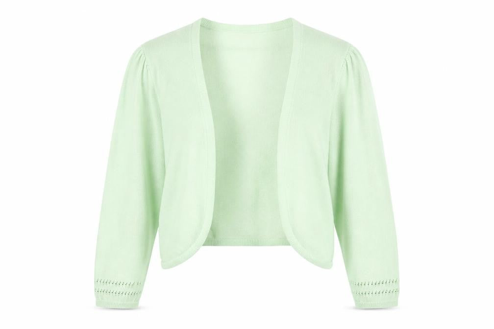 Front view of Atmosphere women’s green cape jumper, size UK 10