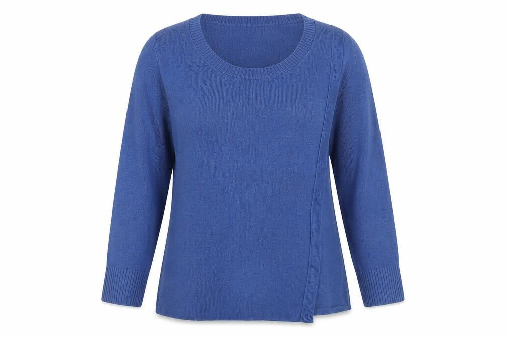 Front view of Per Una women’s blue jumper, size UK 12