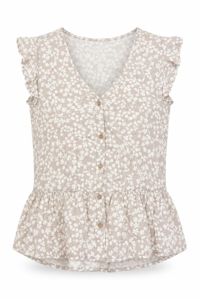 Next Womens Grey Floral  Basic Button-Up Size 8