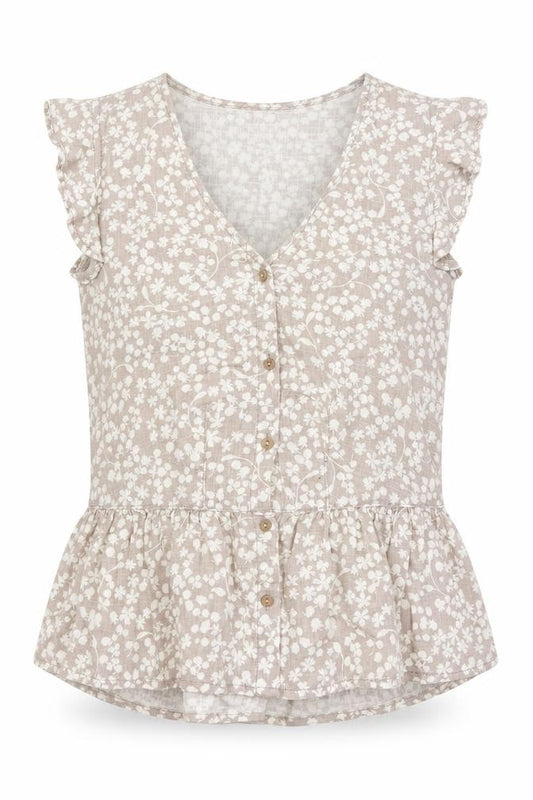 Front view of Next women’s grey floral basic button-up, size UK 8